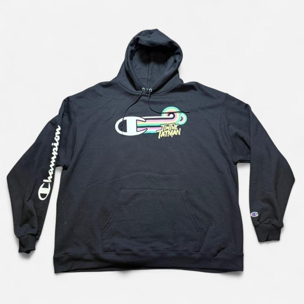 Champion‎ x TimTheTatMan Black Graphic Hoodie Size 3XL